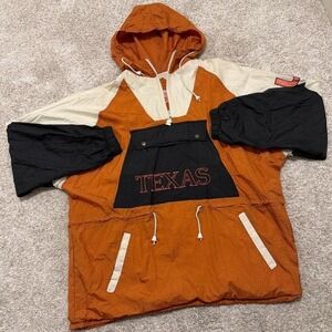 90s Vintage Texas Longhorns Hooded Pullover Jacket | Orange/Cream/Black | M